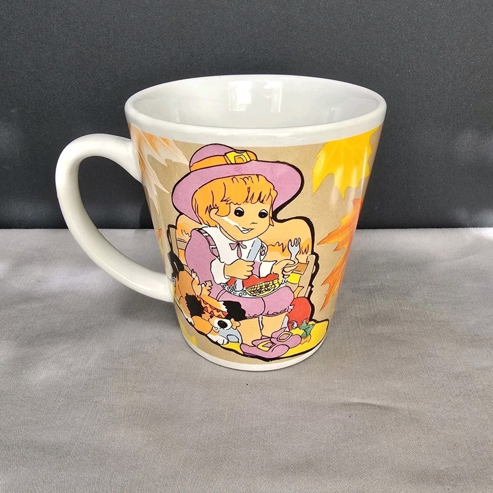 Maple Leaves & Children Coffee Mug 1999 Cozy Compy Cottage Core 70s